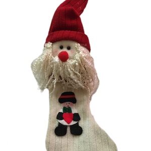 Red and White Christmas Stocking with Santa Design